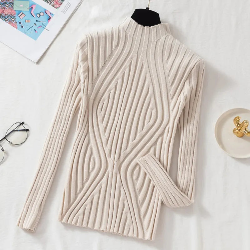 Women's Turtleneck Long-Sleeved Elegant Knitted Sweater