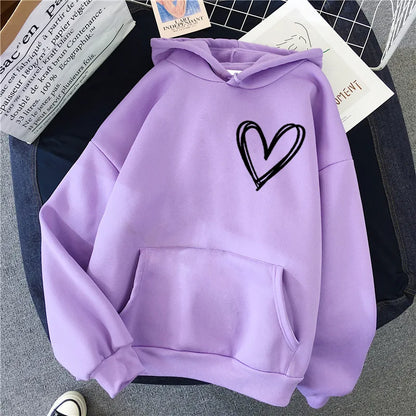 Women's Heart Hoodie Comfortable Trendy Design