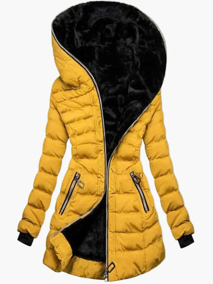 Winter Quilted Jacket Hood Asymmetrical