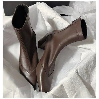Stylish Women's High Heel Chunky Lace-up Boots