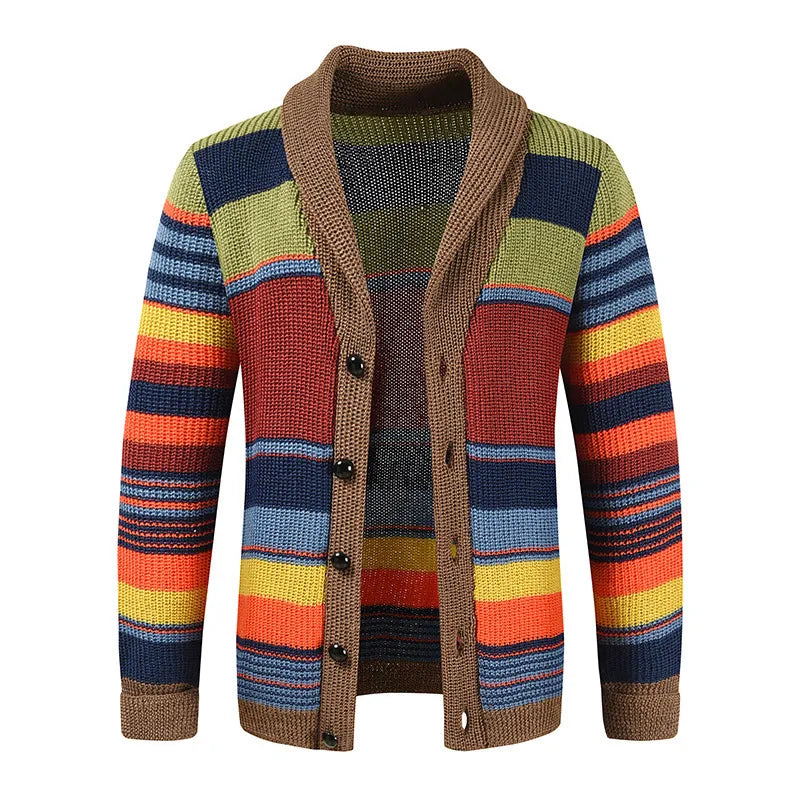 Fashionable Men's Geometric Colorful Cardigan
