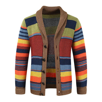 Fashionable Men's Geometric Colorful Cardigan