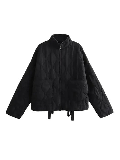 Practical zip-up jacket Solid color Padded