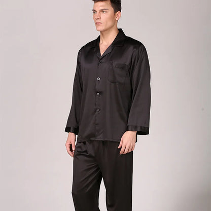 Men's Long-Sleeved Silk Satin Pajama Set