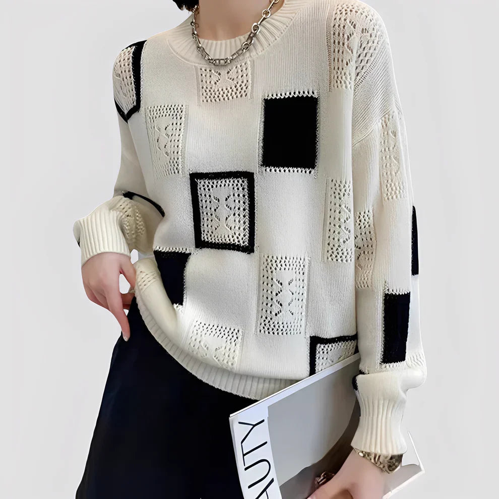 Fashionable women's sweater with crystal effect