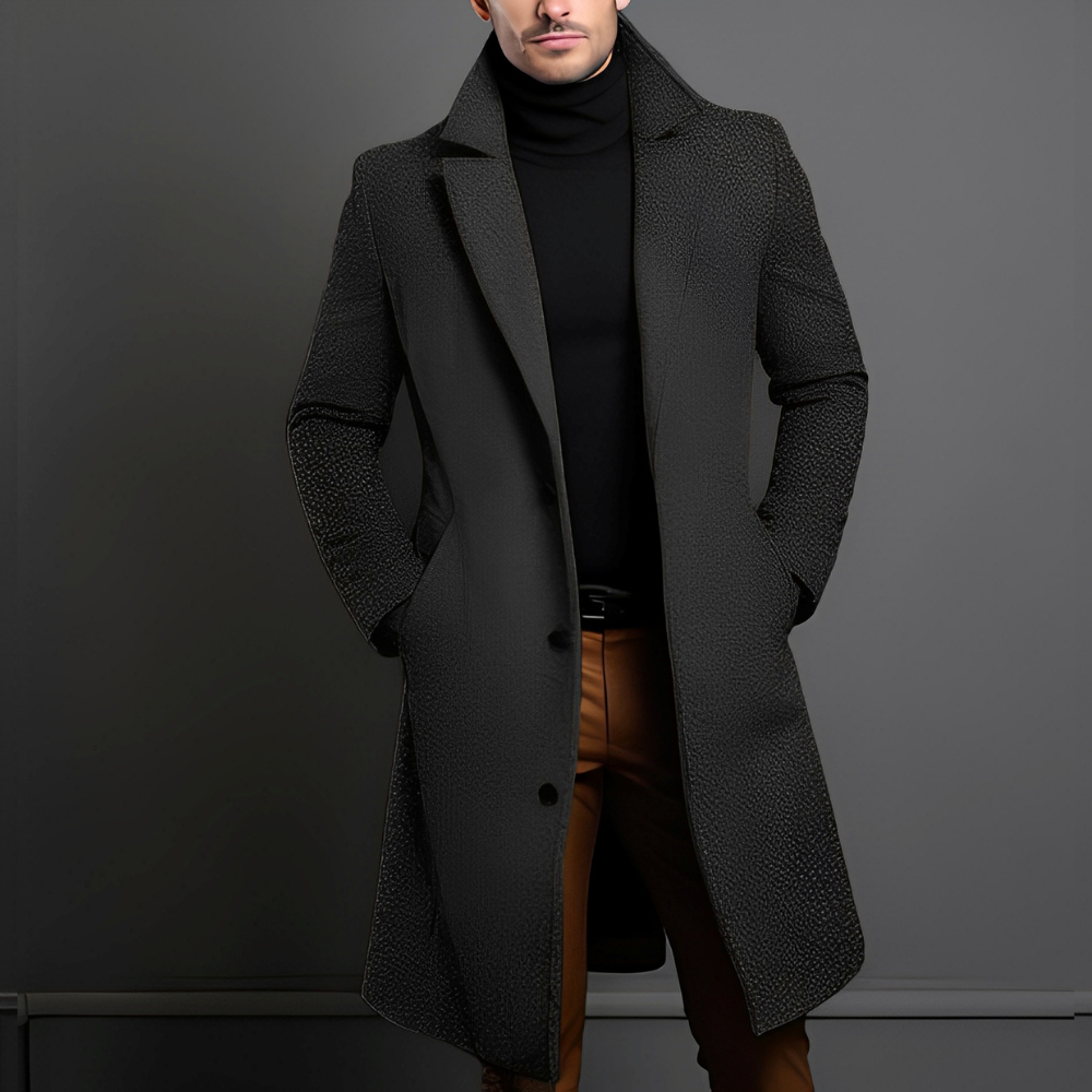 Men's Elegant Mid-Length Wool Coat