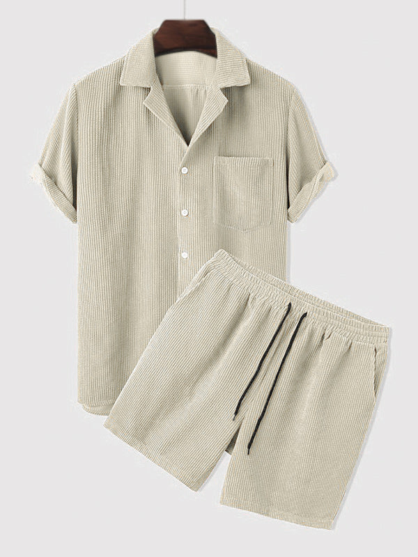 Men's Summer Set Short Sleeve Corduroy Two-Piece