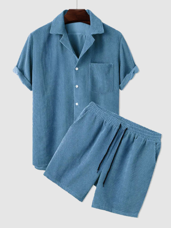 Men's Summer Set Short Sleeve Corduroy Two-Piece