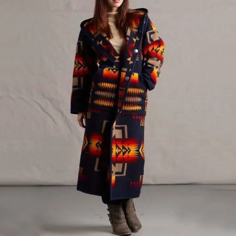 Long Boho Chic Ethnic Coat for Women