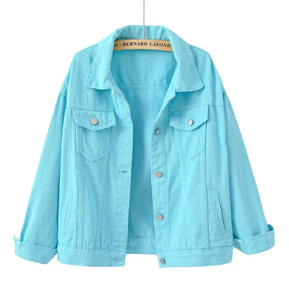 Short women's jacket with buttons and breast pocket