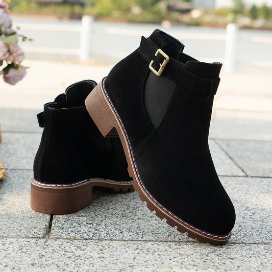 Lässige Stiefel Mittelabsatz Klobige Schnalle - IdealeKleiden