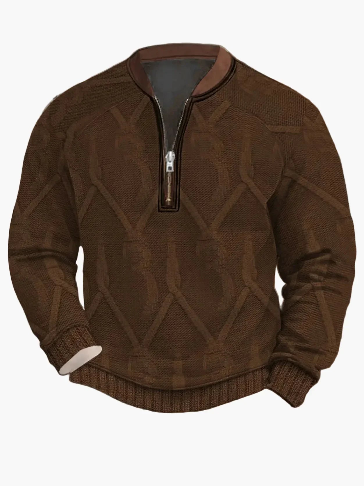 Men's Modern Zip-Up Knit Sweater