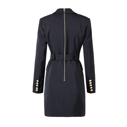 Elegantes Bürokleid mit Gürtel und Chic Knöpfen - IdealeKleiden