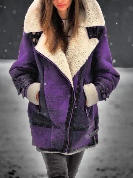 Stylish Suede Sherpa Fleece Jacket
