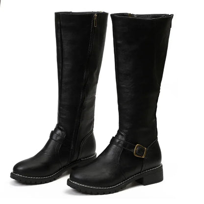 High Biker Boots Laces Block Heel