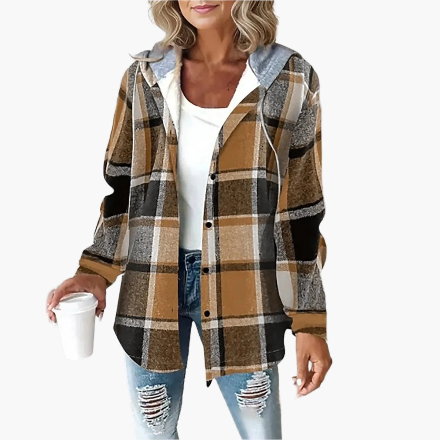 Plaid Winter Jacket Hood Autumn Style
