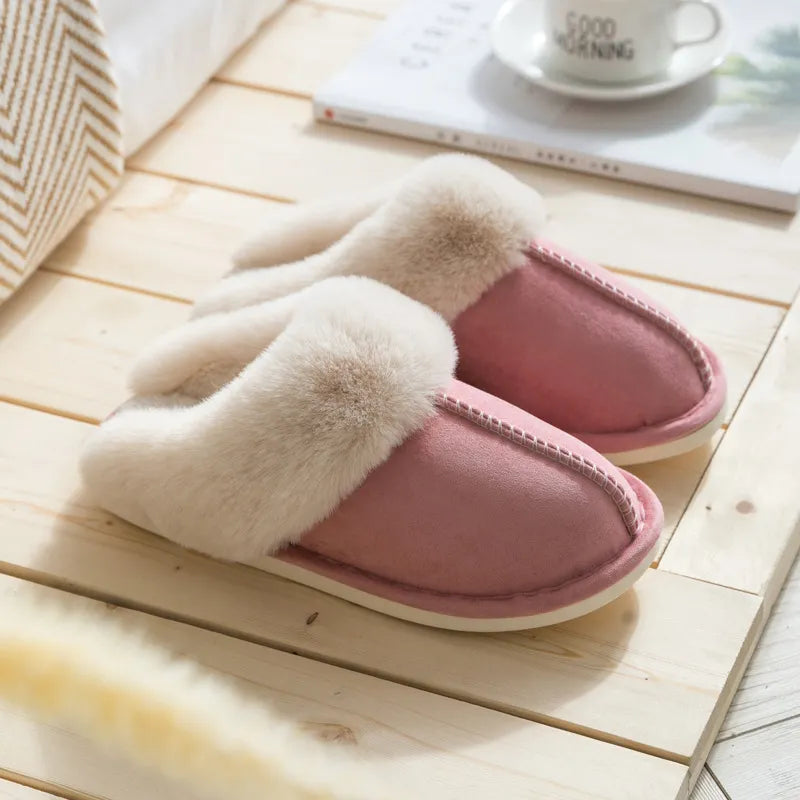 Women's Slippers Plush Fur Trim Cozy