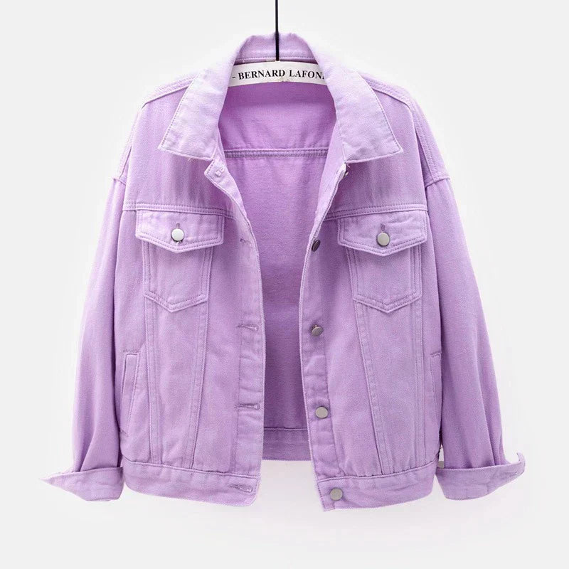 Short women's jacket with buttons and breast pocket