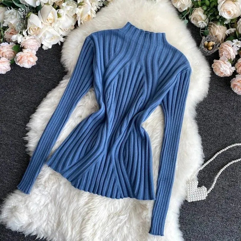Women's Turtleneck Long-Sleeved Elegant Knitted Sweater