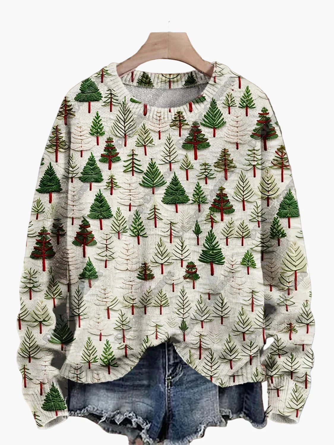 Christmas Sweater Festive 3D Embroidery