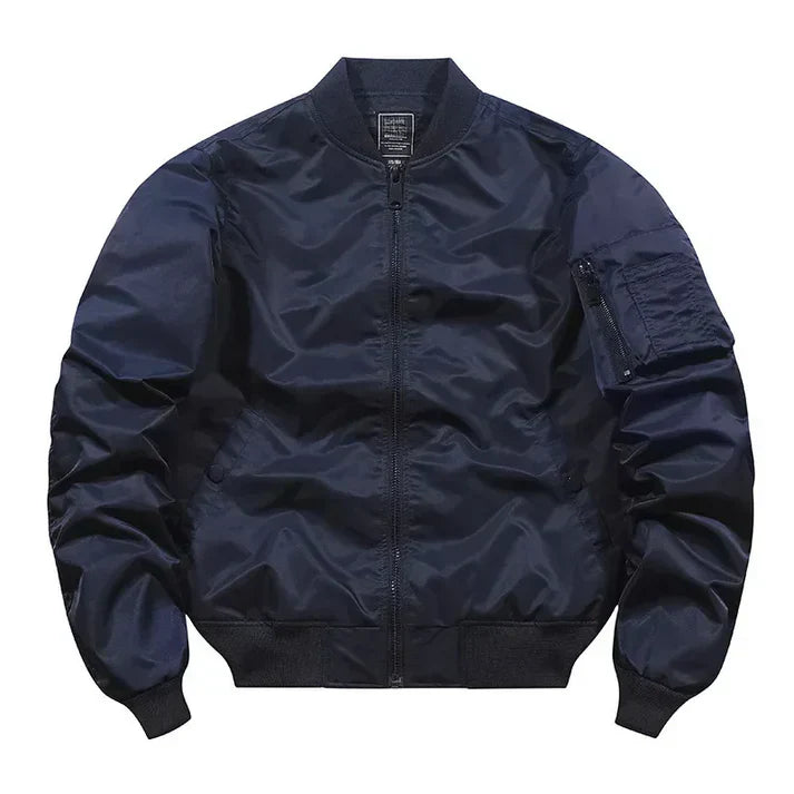 Leather bomber jacket aviator style
