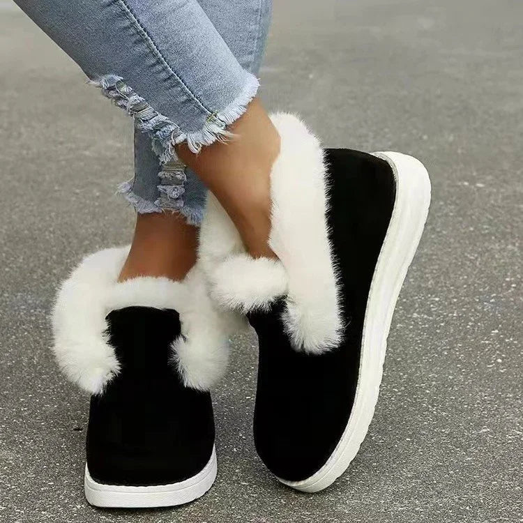 Women's Soft Velour Ankle Boots Plush Fur Lining