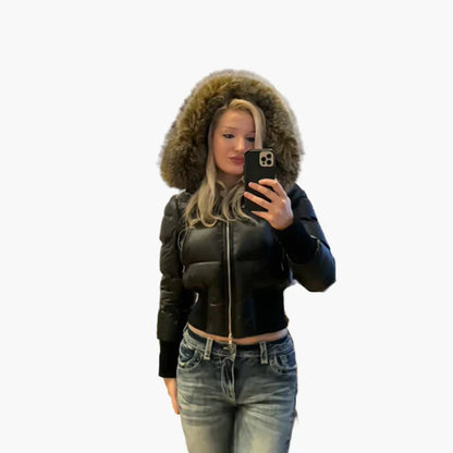 Winter Quilted Jacket Hood Warm
