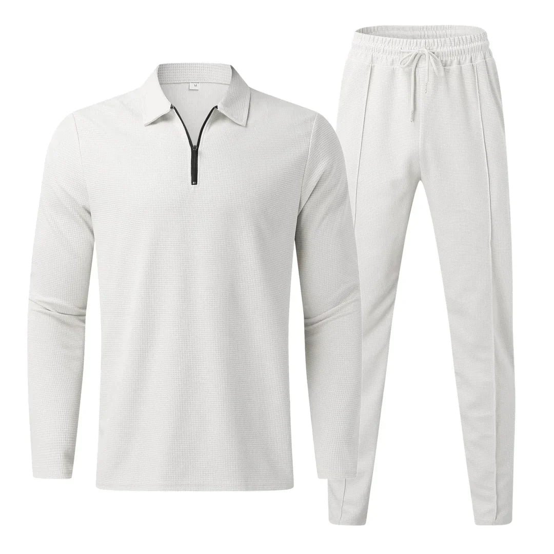 Men's Long-Sleeve Shirt and Trousers Set Modern Elegant