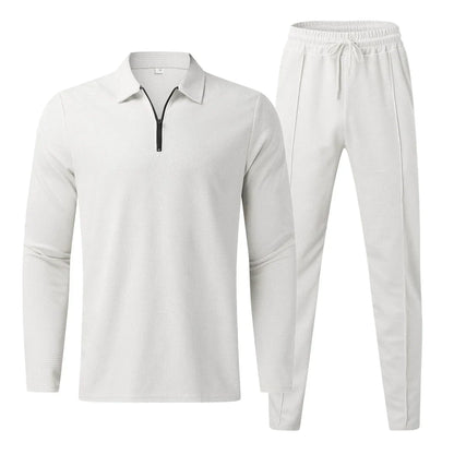 Men's Long-Sleeve Shirt and Trousers Set Modern Elegant