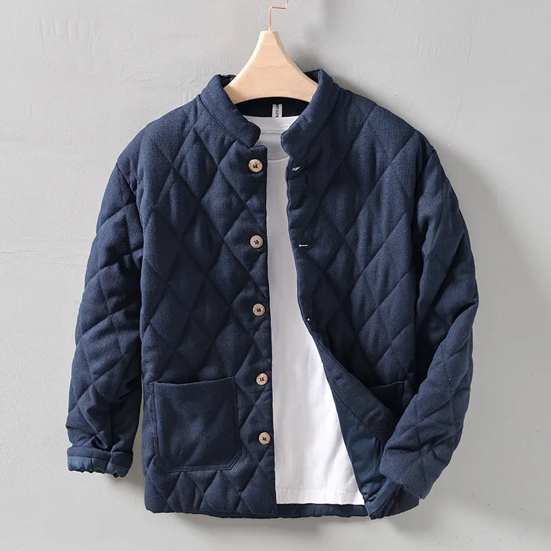 Men's Modern Summer Jacket Buttons Diamond Pattern