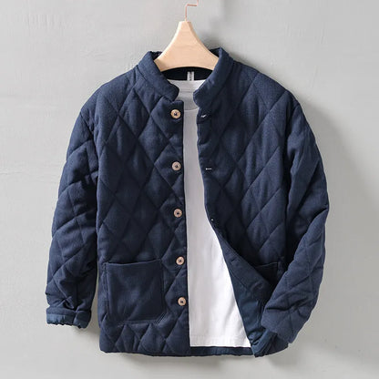 Men's Modern Summer Jacket Buttons Diamond Pattern