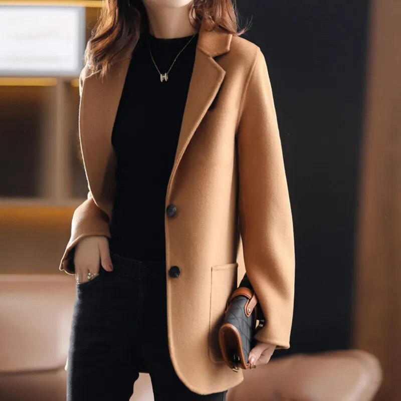 Herbst Winter Blazer Damen Tweed Mantel Elegant - IdealeKleiden