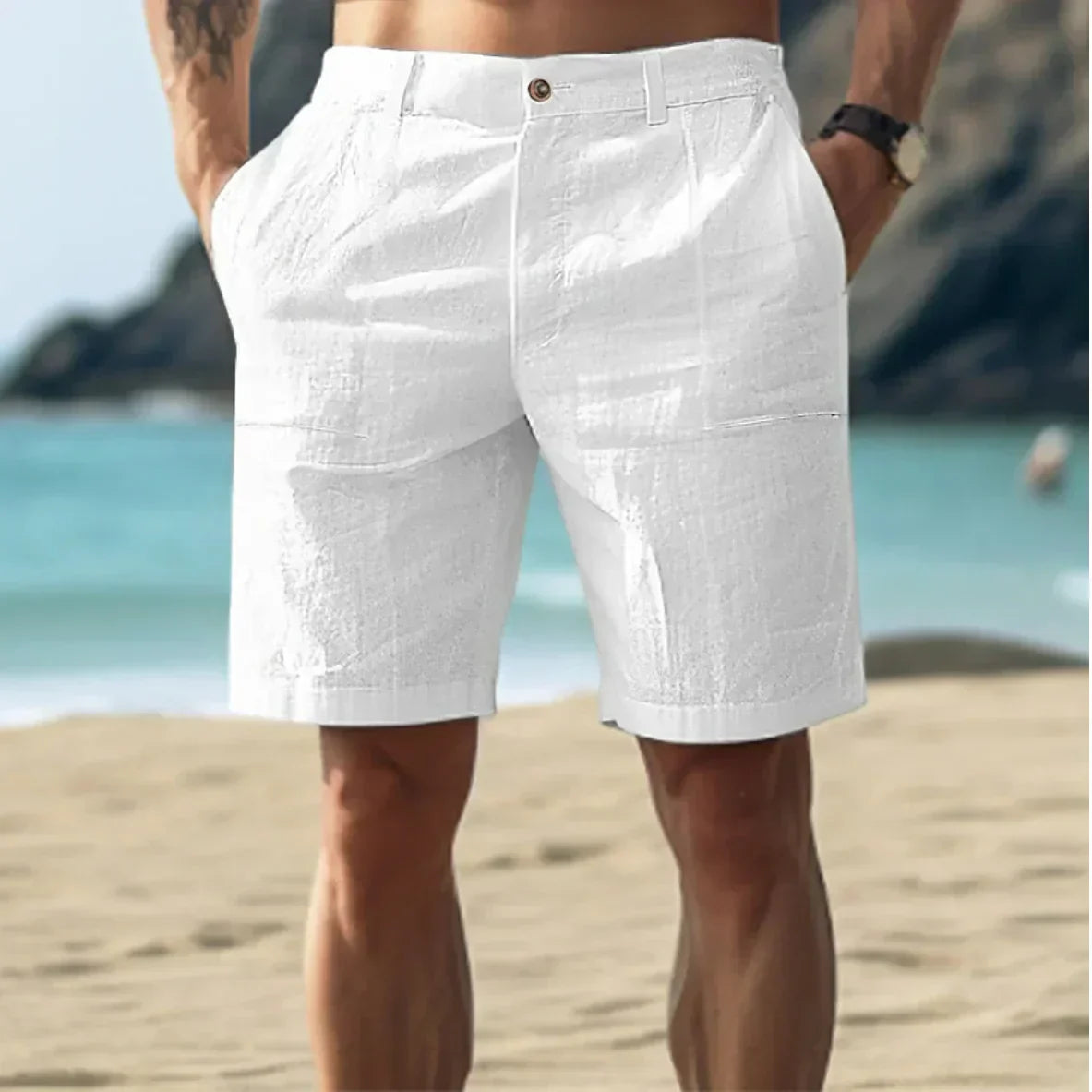 Leichte Leinen Shorts Sommer Männer - IdealeKleiden