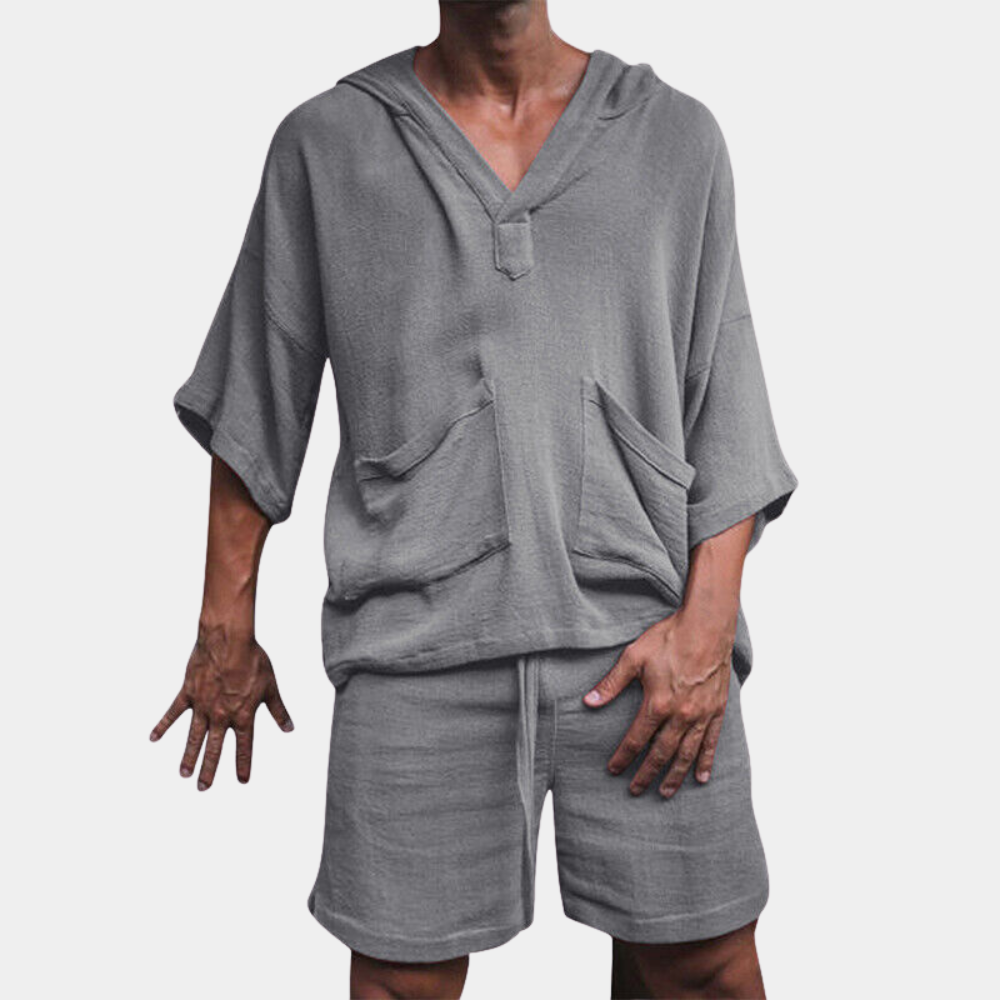 Men's Loose Shorts and Hoodie Set Boho Style