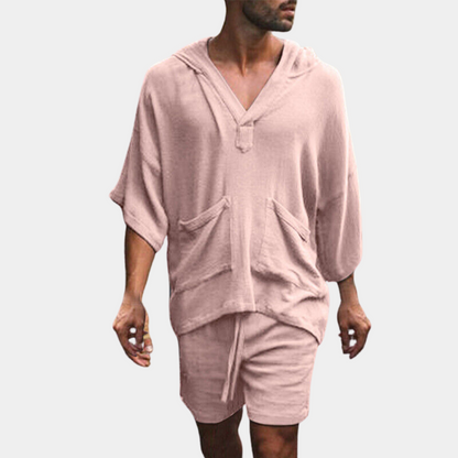 Men's Loose Shorts and Hoodie Set Boho Style