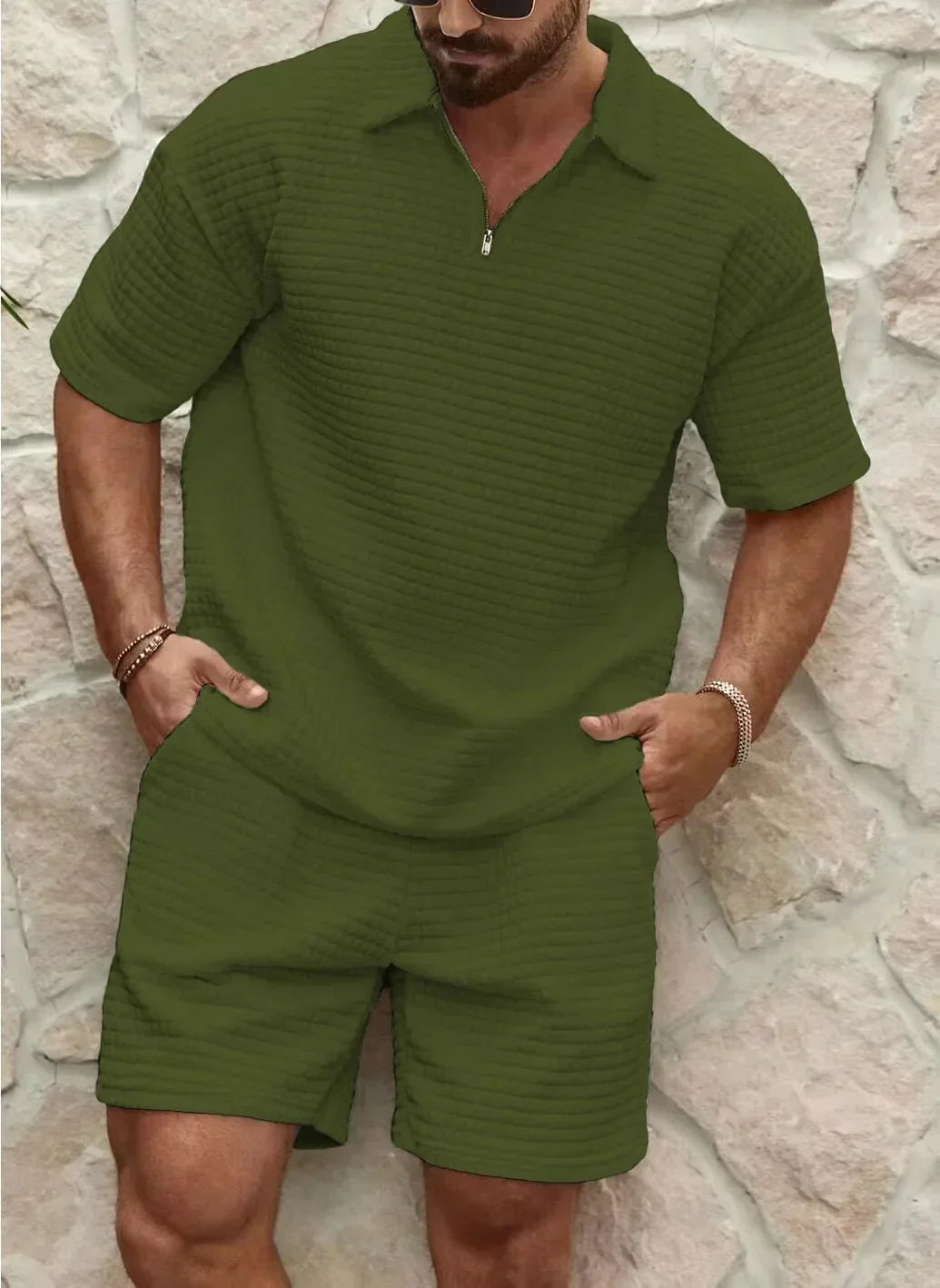 Men's Summer Short-Sleeve Polo Two-Piece Set