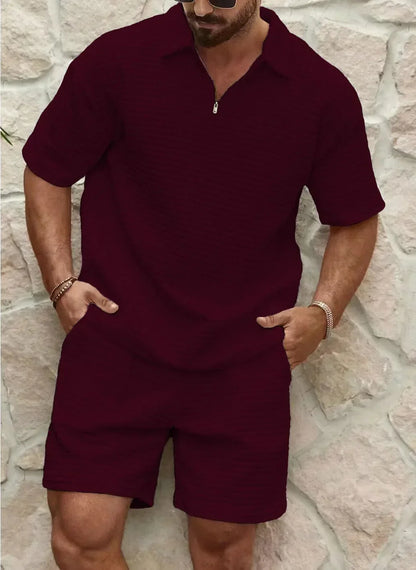 Men's Summer Short-Sleeve Polo Two-Piece Set
