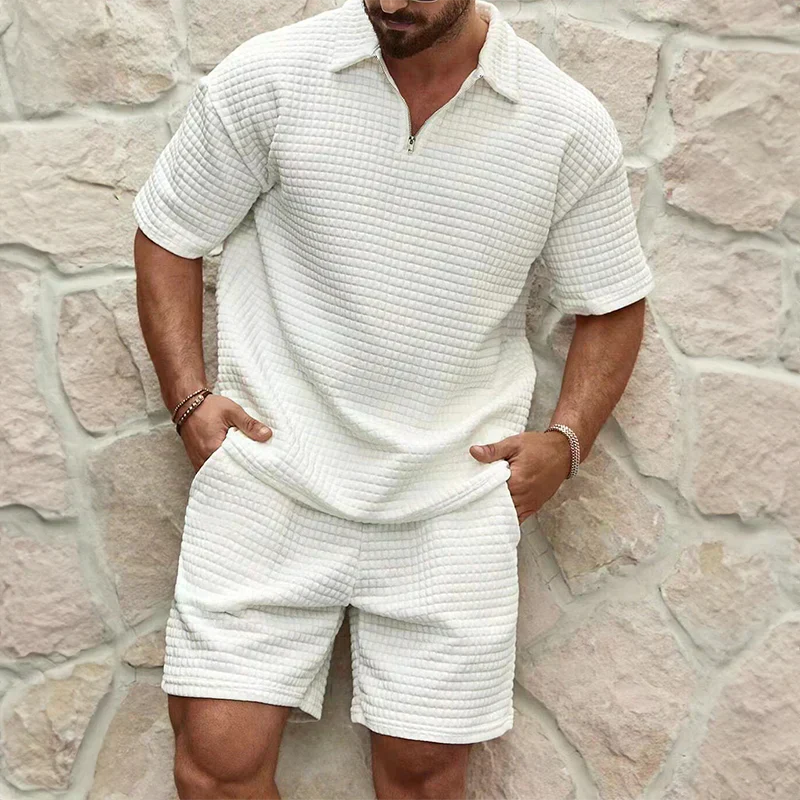 Men's Summer Short-Sleeve Polo Two-Piece Set