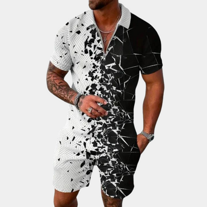 Summer Outfit Set - Two-Piece Polo Shirt Shorts
