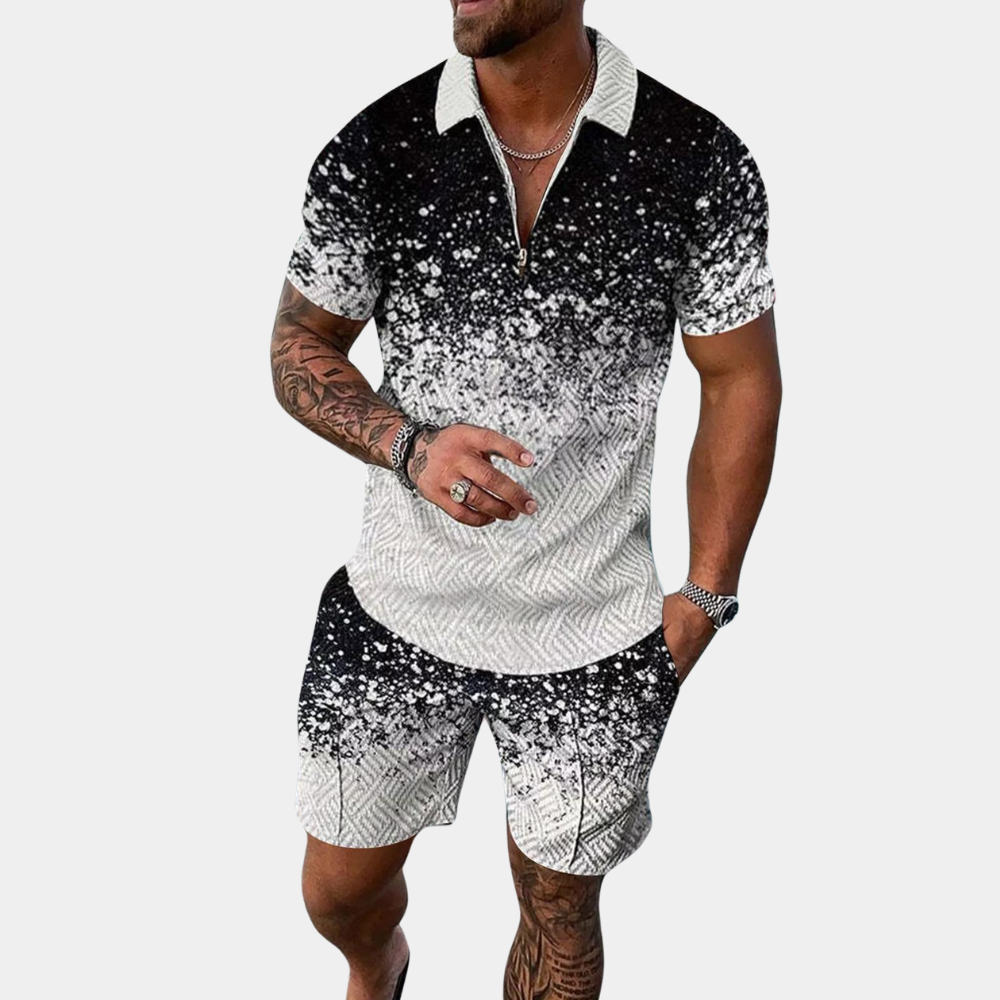 Summer Outfit Set - Two-Piece Polo Shirt Shorts