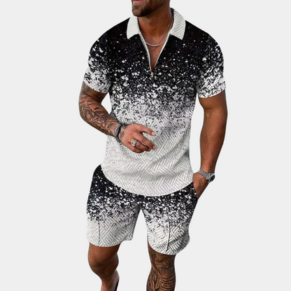 Summer Outfit Set - Two-Piece Polo Shirt Shorts