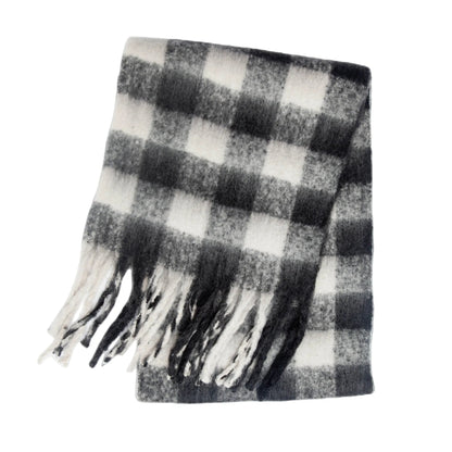 Karierte Damen-Schal Winter Fransen - IdealeKleiden