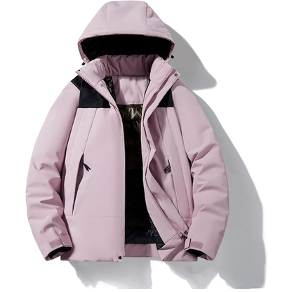 Practical women's clothing with hood and pockets