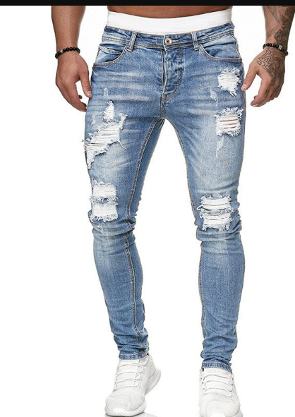 Men's Slim Fit Ripped Jeans Blue