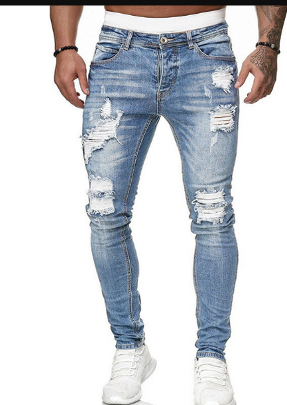 Men's Slim Fit Ripped Jeans Blue