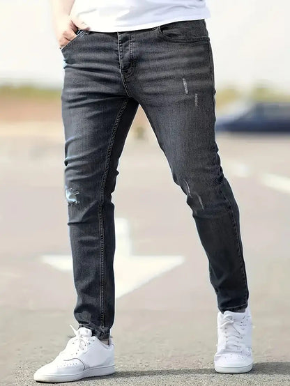 Men's Slim Fit Ripped Jeans Blue