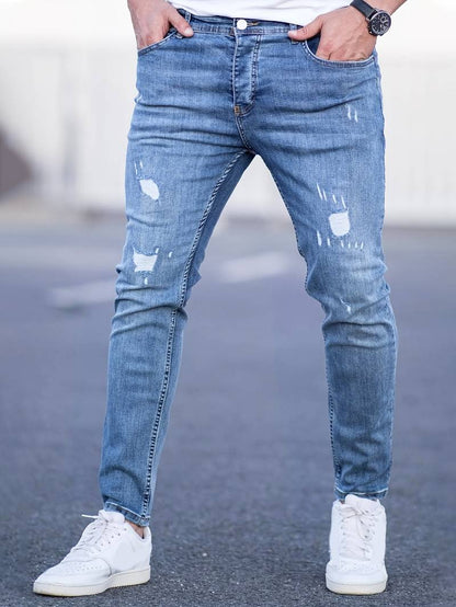 Men's Slim Fit Ripped Jeans Blue