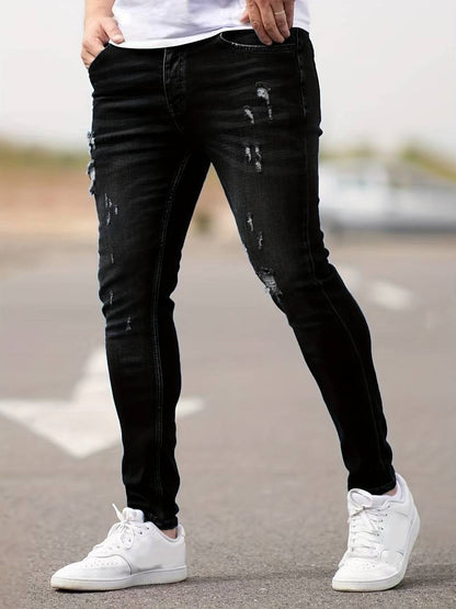 Men's Slim Fit Ripped Jeans Blue