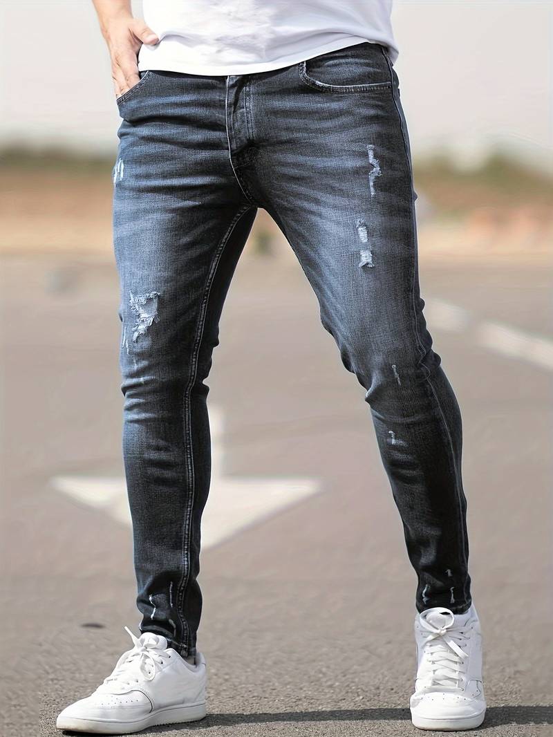 Men's Ripped Stretch Skinny Jeans