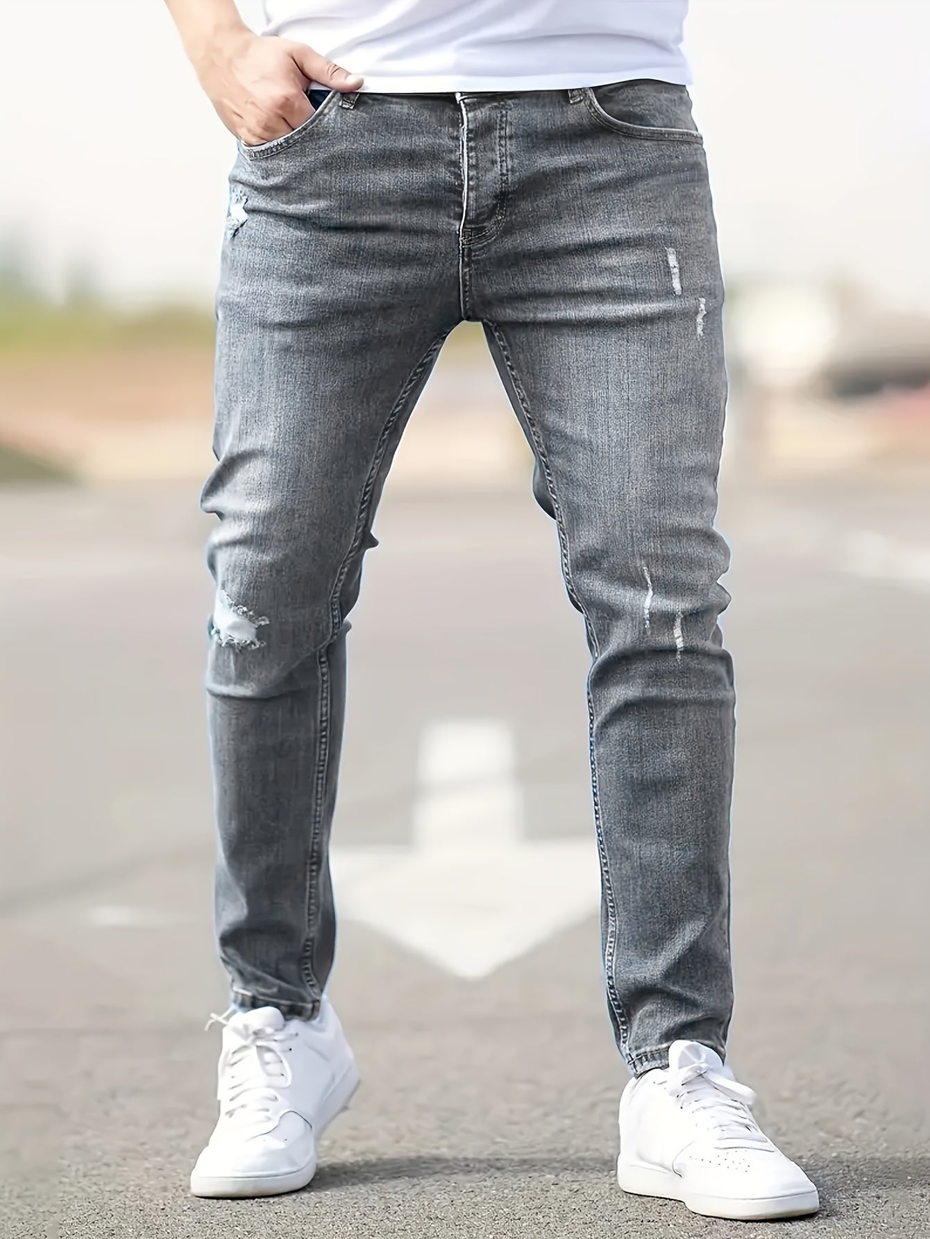 Men's Slim Fit Ripped Stretch Jeans